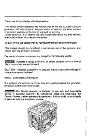 Honda Generator EM3000 EM4000 Owners Manual page 3