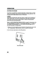 Honda Generator EU3000is Portable Owners Manual page 24