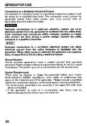 Honda Generator EB6500SX Owners Manual page 22