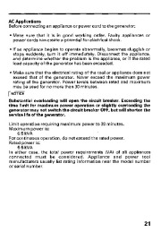 Honda Generator EB6500SX Owners Manual page 23