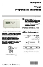 Honeywell CT3451 Programmable Thermostat Owners Guide page 1