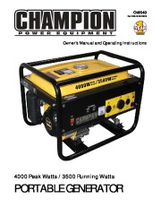 Champion 3500 4000 Generator Owners Manual