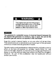 Honda Generator EM5000SX Owners Manual page 2