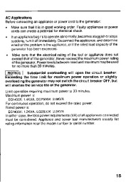 Honda Generator EG1400X EG2500X Owners Manual page 17