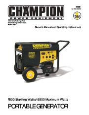 Champion 6500 7800 Generator Owners Manual page 1