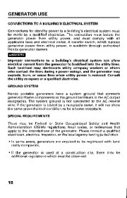 Honda Generator EU2600i EU3000is Owners Manual page 20