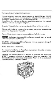 Honda Generator EB3000 EB4000 Owners Manual page 3