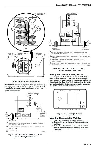Honeywell T8000C Programmable Thermostat Installation Instructions